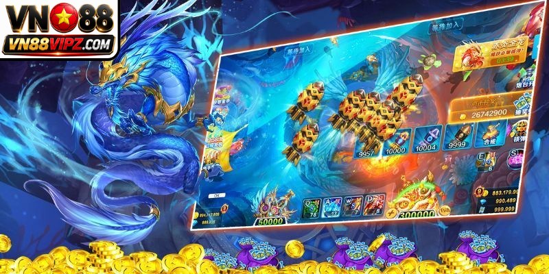 Bắn cá Thần Rồng - Siêu Phẩm Săn Cá Đổi Thưởng Ăn Khách 6 Trò chơi bắn cá Thần Rồng VN88 sở hữu giao diện thiết kế 3D sắc nét