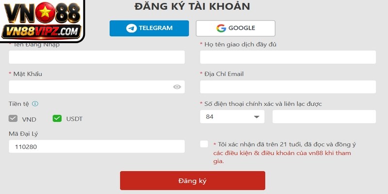 Quá trình đăng ký VN88 thành viên mới được thiết kế vô cùng đơn giản