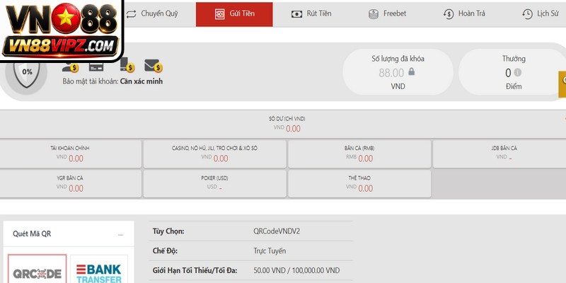 Hướng dẫn các bước thực hiện lệnh nạp tiền VN88